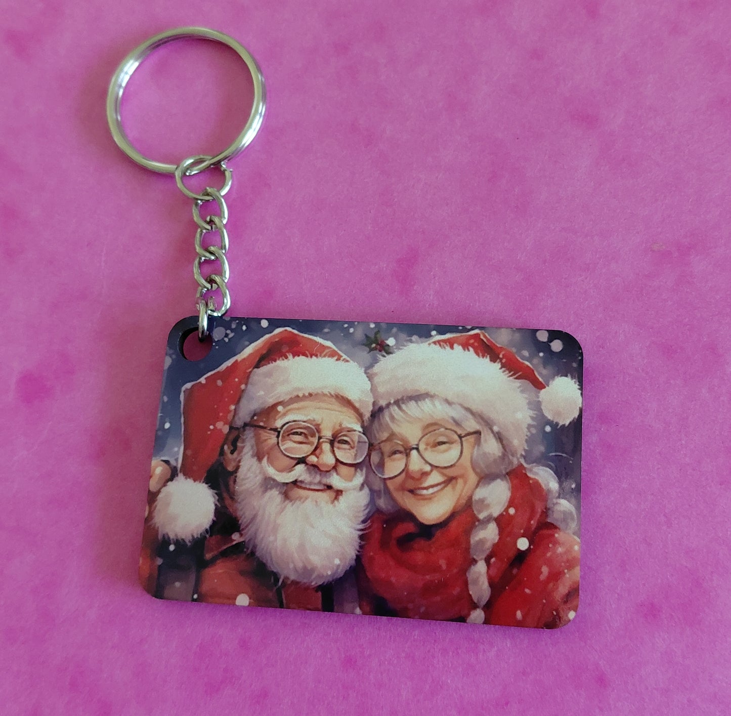 Porte clés père Noël avec mère Noël