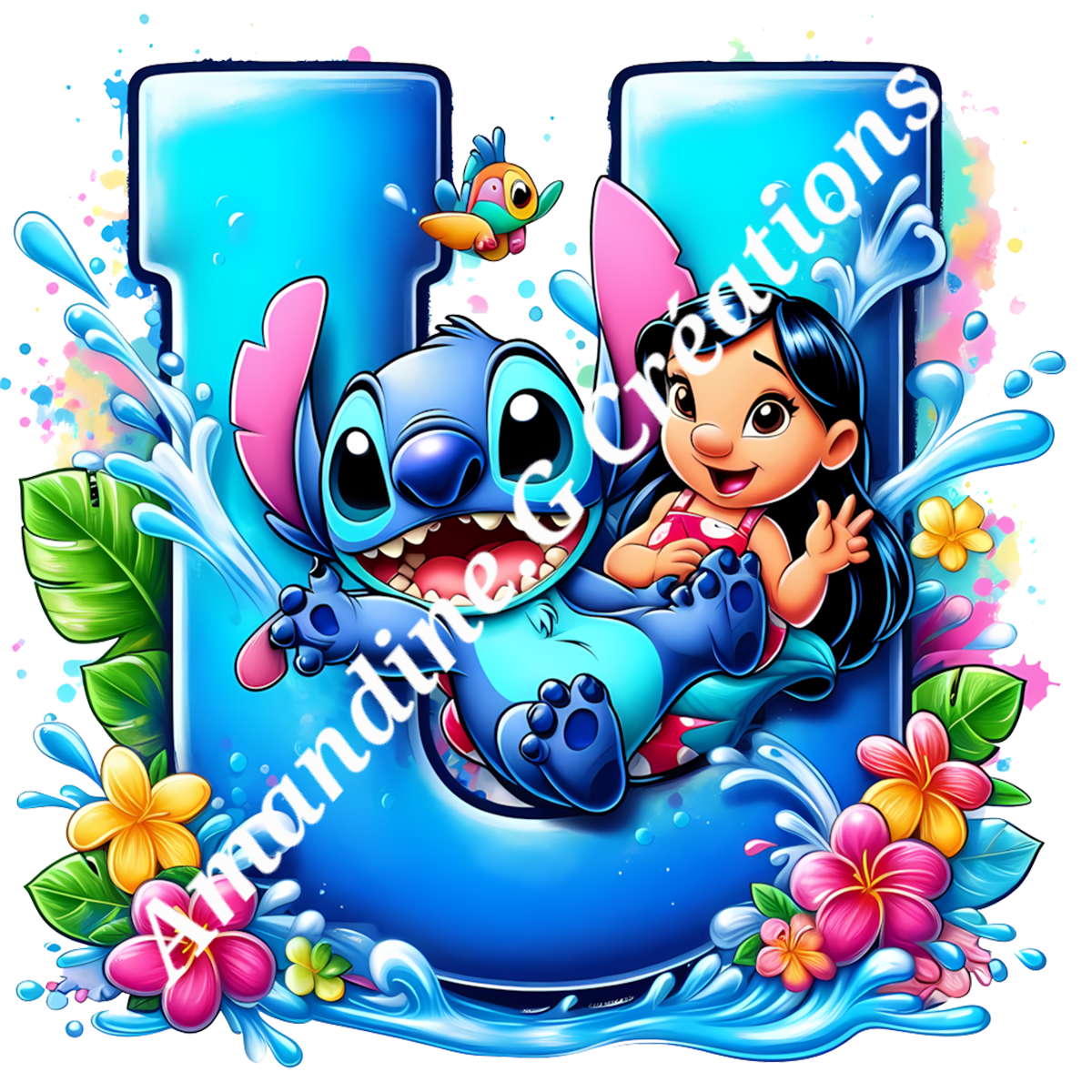 Porte clés lettre stitch