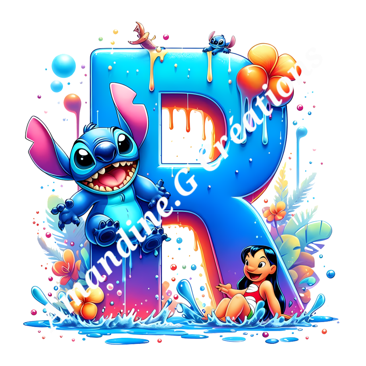 Porte clés lettre stitch