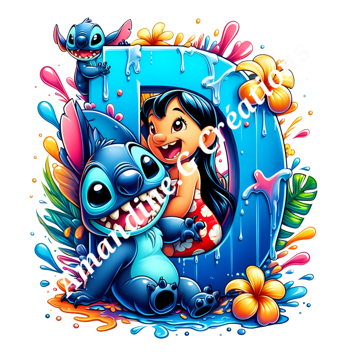 Porte clés lettre stitch