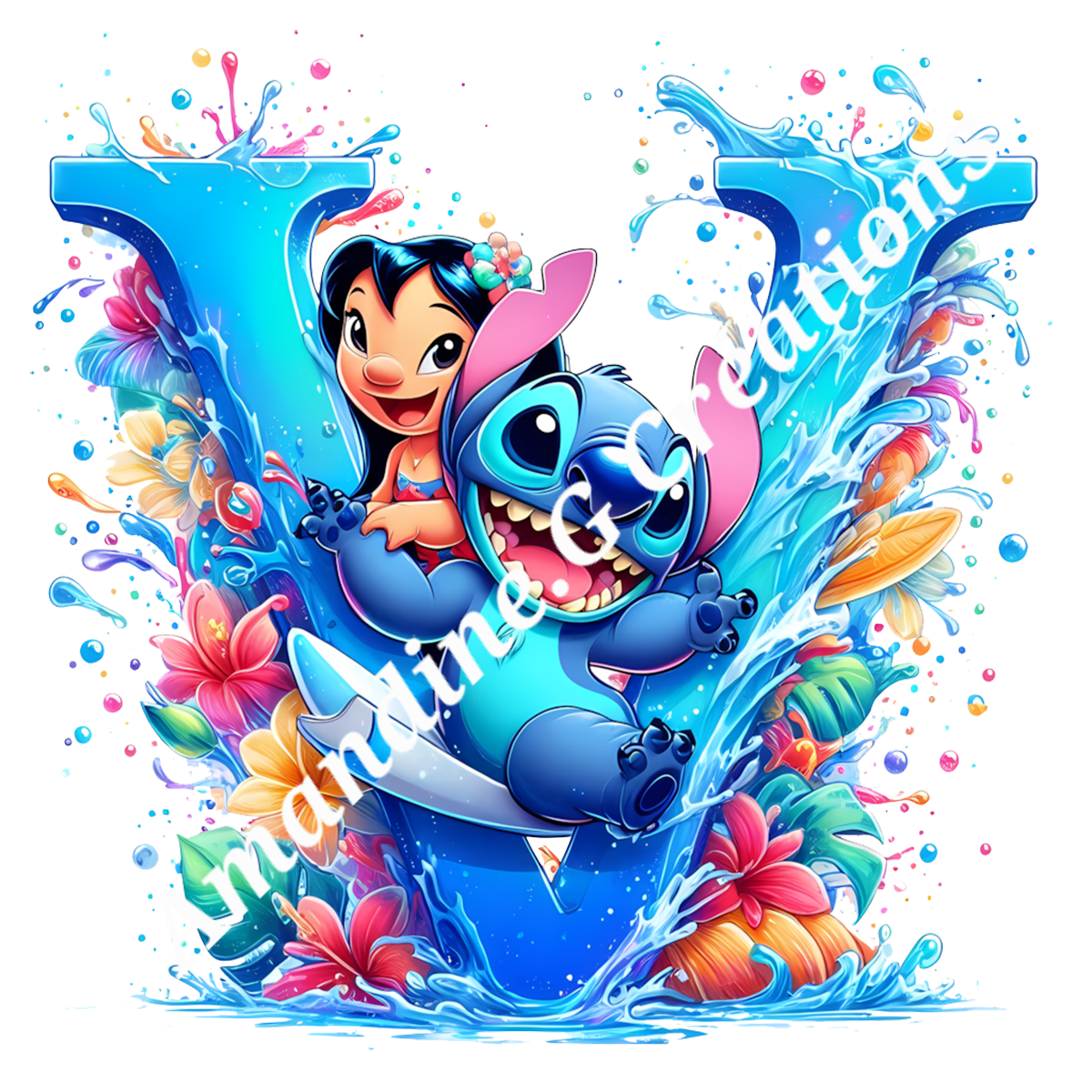 Porte clés lettre stitch