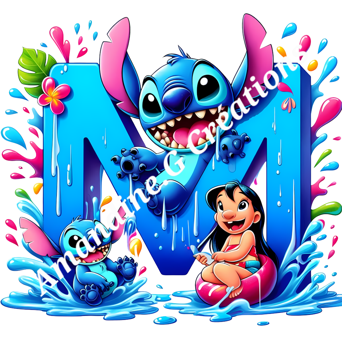 Porte clés lettre stitch