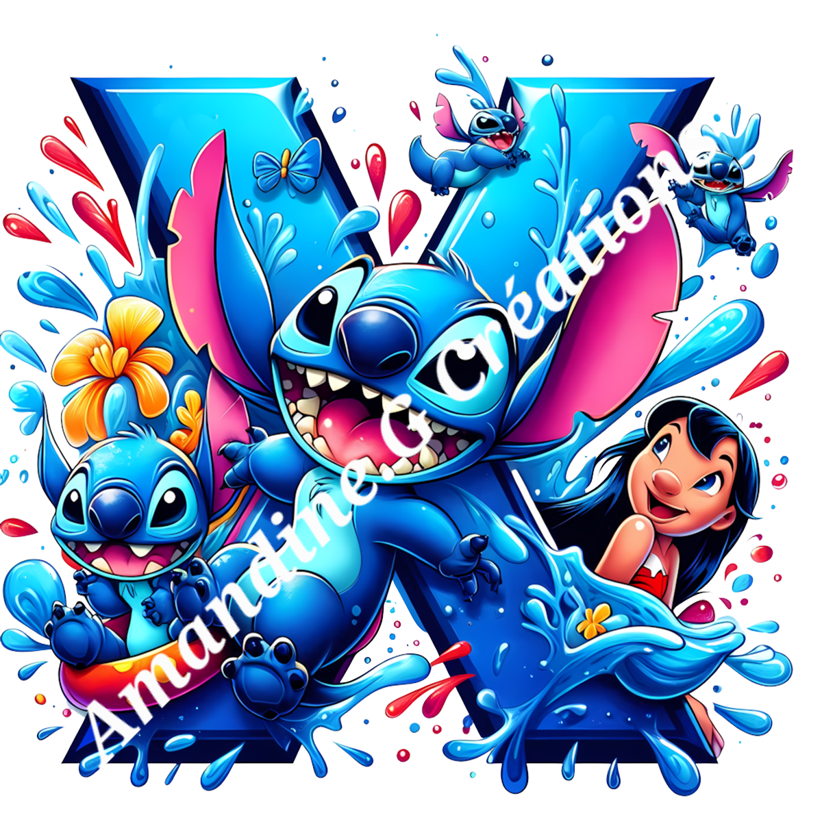 Porte clés lettre stitch